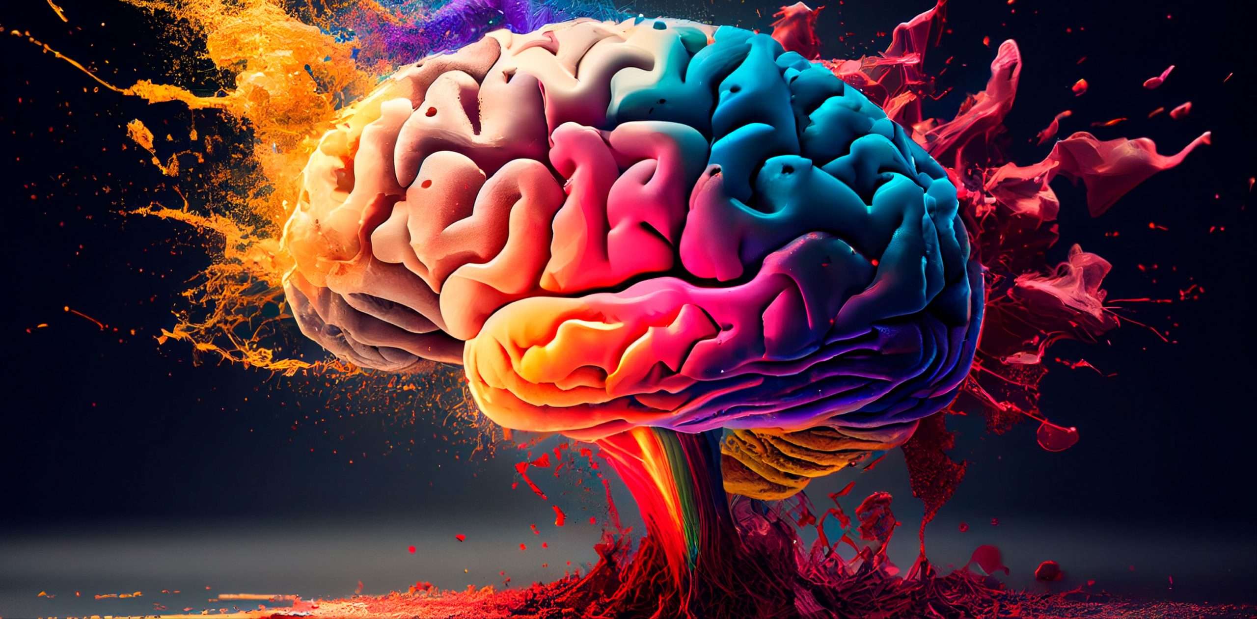 Farbenfrohe Darstellung eines Gehirns, symbolisch für Denkweise und Mindset, thematisiert im Artikel über die Schaltzentrale Gehirn und die Bedeutung der Denkweise auf healthmonkeys.de.