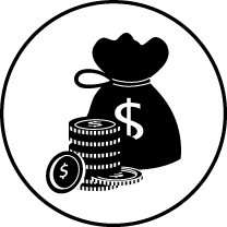 Symbolbild für Finanzen mit einem Geldsack und Münzen.