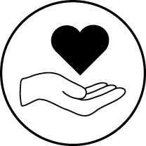Symbolbild für Fürsorge und Beziehungen mit einer Hand, die ein Herz hält.