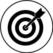 Zielscheibe mit einem Pfeil in der Mitte als symbolische Darstellung für eine korrekte Zielsetzung.